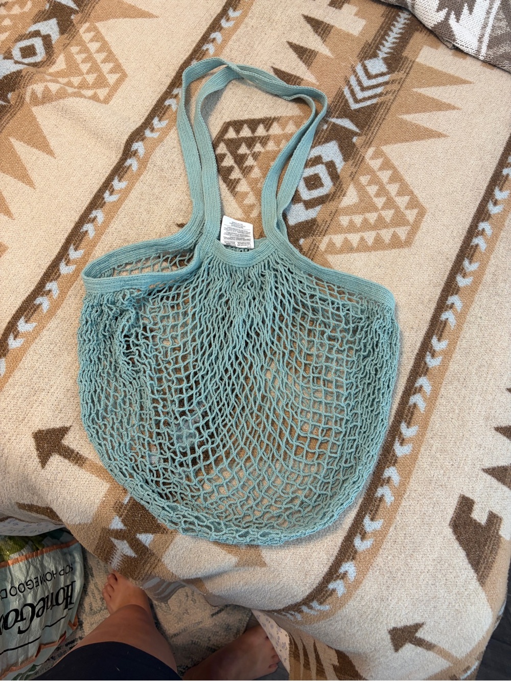 Mesh Market Tote Bag in Sage Green